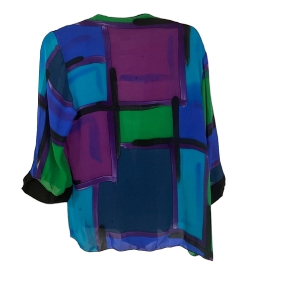 Drapers & Damon's Kimono Jacket Women's Medium Color Block Blouse Shirt Jacket - Picture 2 of 5